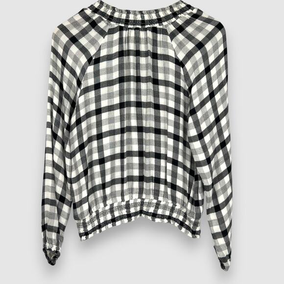 Anthropologie Cloth & Stone Black Gingham Long Sleeve Blouse Size Small - Picture 2 of 6